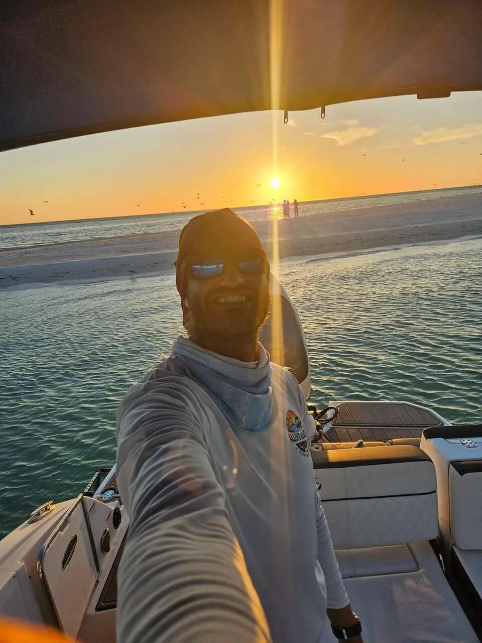 Golden hour light over the water from Captain Allen's boat